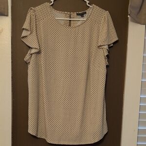 Adrianna Papell Cream Polka Dot Blouse